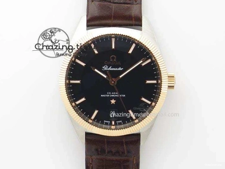 0305 Efficient Planet Ocean GMT 43.5mm RG V6F 1:1 Best Edition Black Dial On RG Bracelet A 8182
